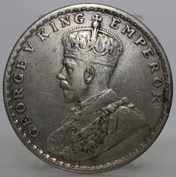 งานศิลปะรูปภาพและของสะสม : เหรียญเงินเก่าKing Georgeที่5 หนึ่งรูปีอินเดีย ปี1918  เคาะเดียว